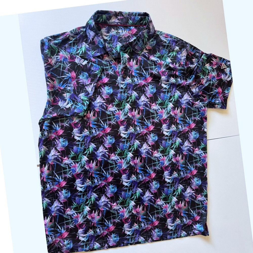 MAELREG Performance Polo Mens L 4-Way Stretch Wicking Golf Vacation‎